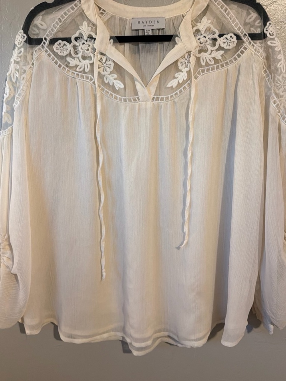 Hayden Cream Floral Embroidered Peasant Top